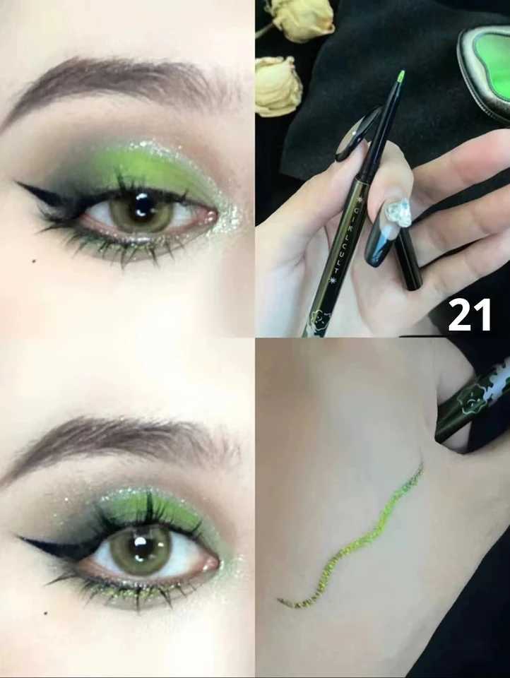 Girlcult Eyeliner Chameleon Smooth Film Forming Makeup Holding Fine Flicker Green Glue Pen Flowing Firefly Causing Grass Y240813