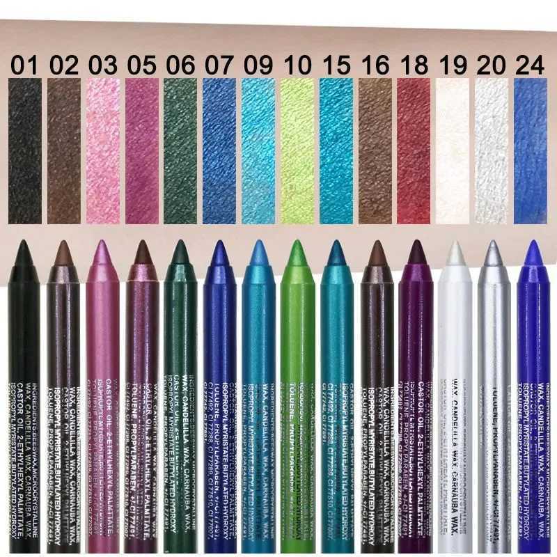 Long-lasting Eye Liner Pencil Pigment White Color Waterproof Eyeliner Black Eyebrow Pencil Women Cosmetics Makeup Tools 14 Color Y240813