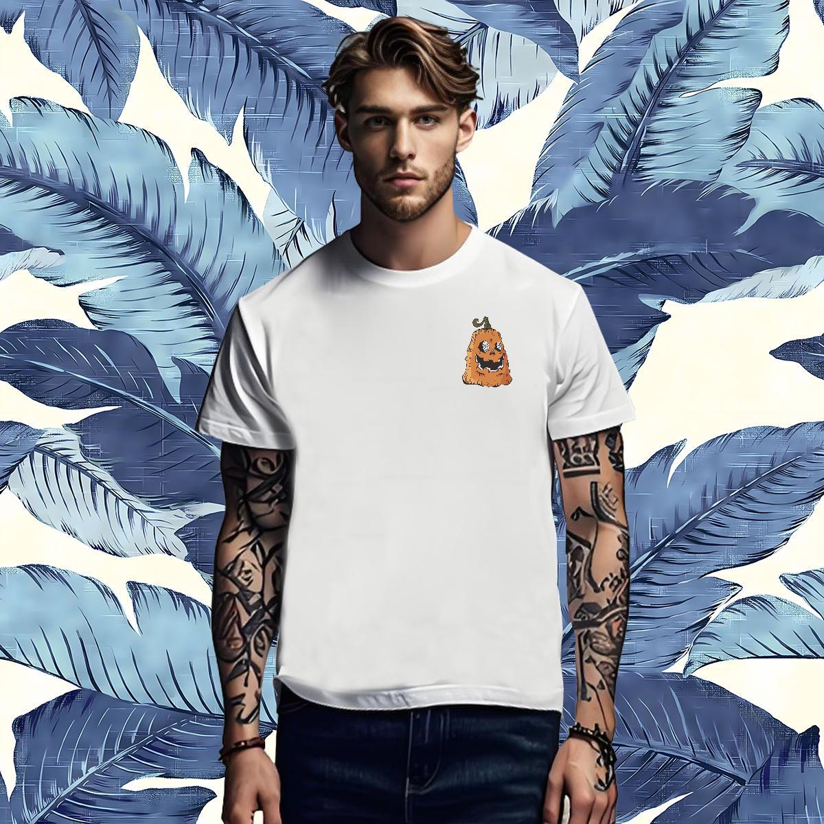 Loose Men T Shirts pumpkin Breathable Short Sleeve Casual Plus Size Custom 230g Cotton Men Tees DIY Customized Tops