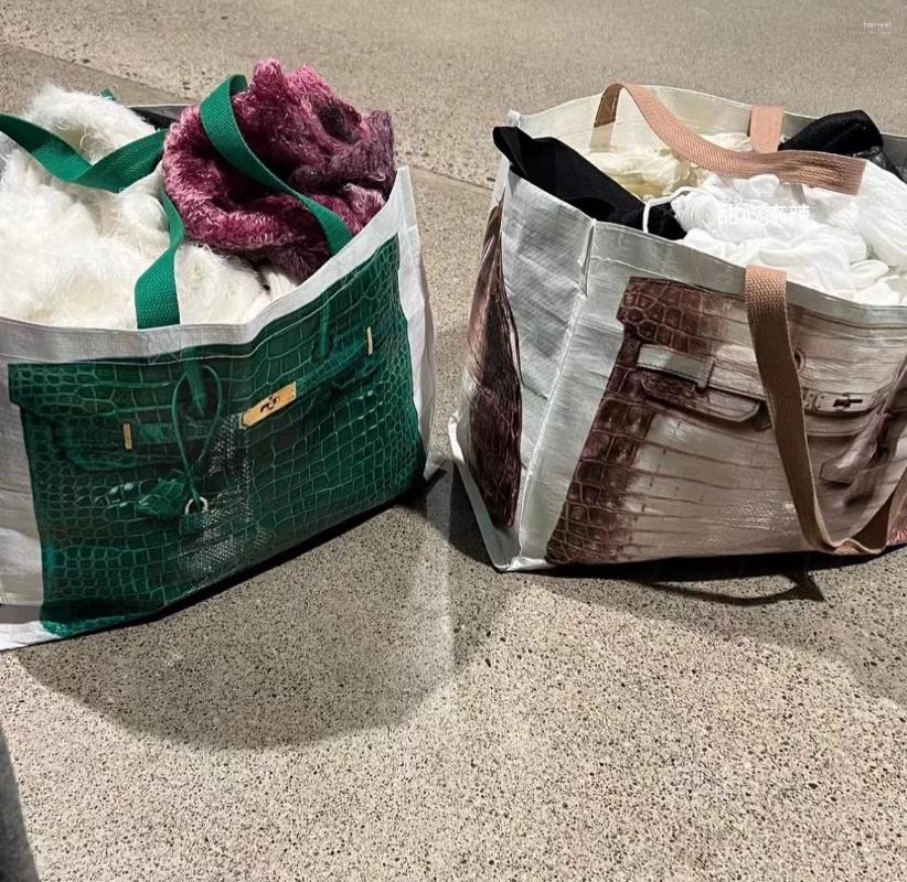 Designer Bag Shopping Bags 2024 INS Blogger's Parody Creative Grocerybags Remake Fashion Same Fiess And Leisure