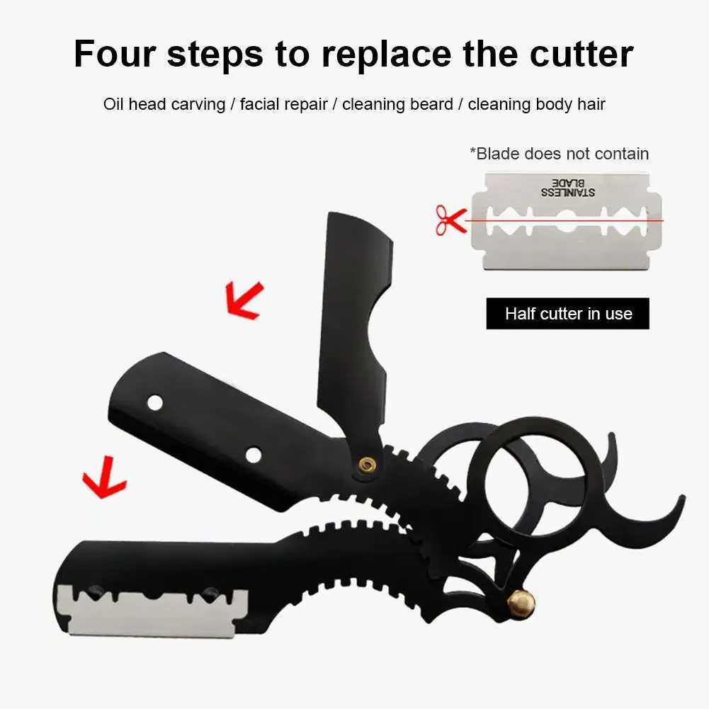 Manual Straight Razor Side Shaver Holder Beard and Facial Epilator Shaver Holder with Stainless Steel Hairdresser RazorM240814