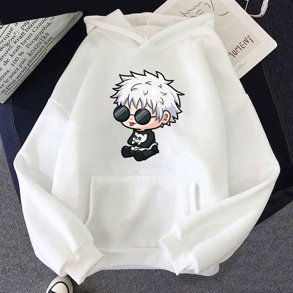 Jujutsu Anime Kaisen Satoru Gojo Cute Cartoon Graphic Printed Hooded Plus Size Hoodie Men Women Sweatshirts Unisex Streetwear