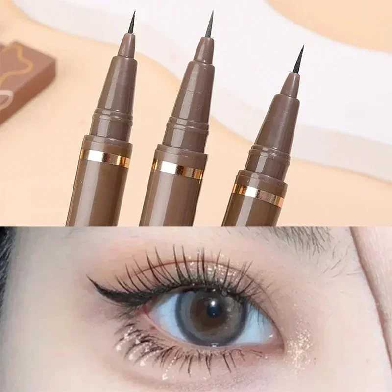 Quick Dry Liquid Eyeliner Pen Ultra-fine Matte Liquid Eyelash Pencil Waterproof Brown Lasting Lying Silkworm Lower Eyelashes Y240813