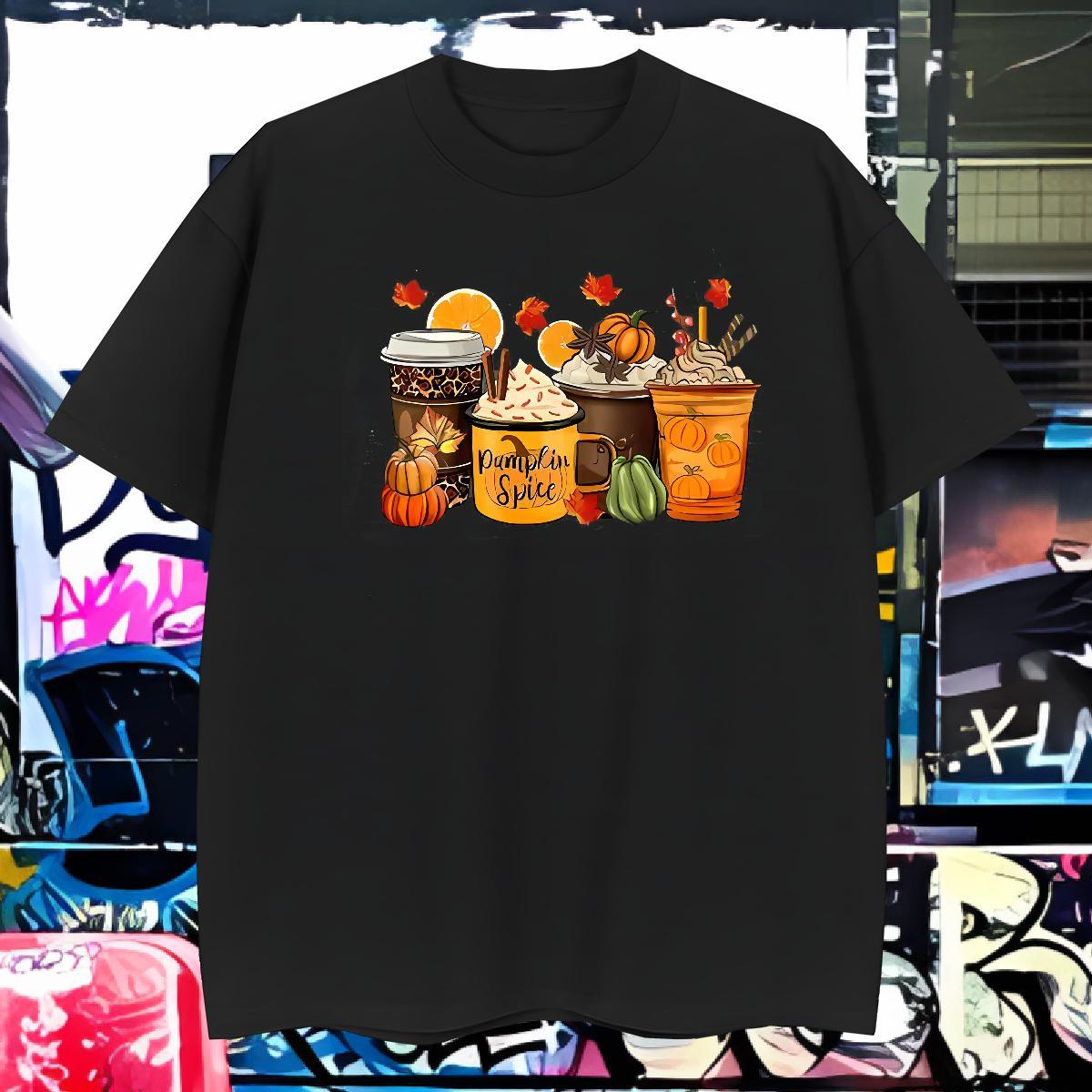 Cool T Shirt For Man pumpkin Crew Neck Spring Summer Oversized 3XL 4XL 100% Cotton 230g Men Tshirts New Arrival Tees Shirts
