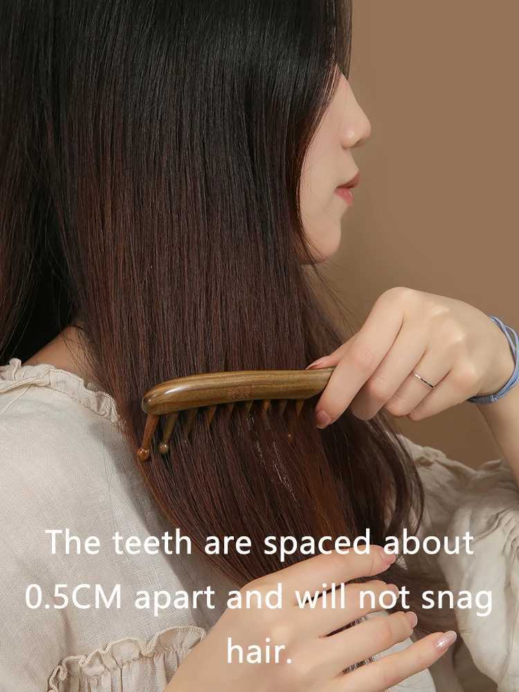 Hawthorn wood massage hair comb scalp massage anti-static smooth hair comb droplet shaped comb W240813