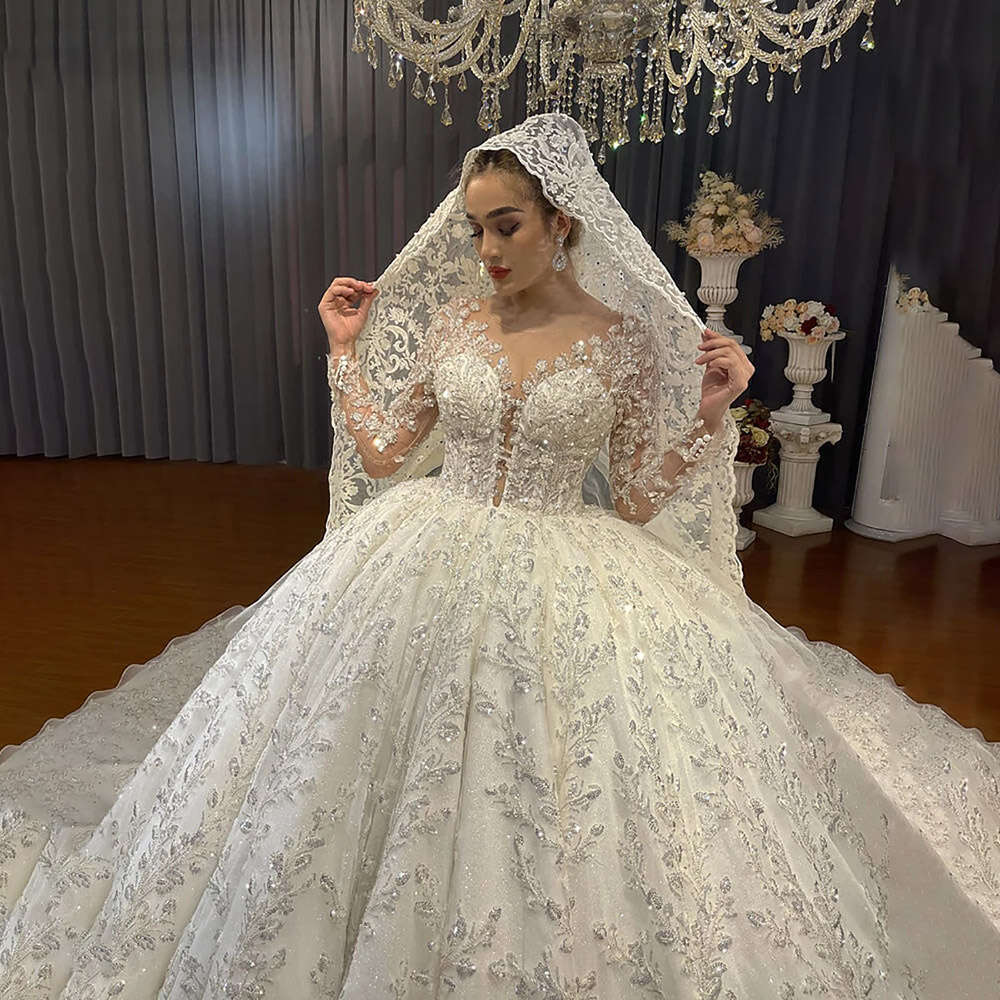 Princess Wedding Exquisite Dress V-Neck Lace Appliques Sequins Bridal Gowns Custom Made Ball Gown Women Dresses es