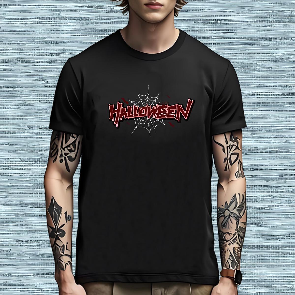 Wholesale T Shirts Men halloween Crew Neck Anime Printing Street Black Oversized 230g 100% Cotton Tshirt for Man Woman Fashion New Tees Shirts