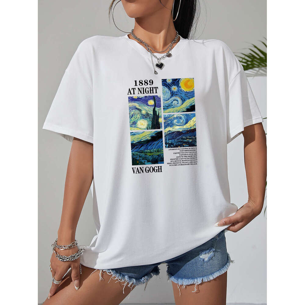 Painting Art Graphic Haruku T-shirts for Women Men Crewneck Oversized Comfortable T Shirts American Style Street Fashion Tees Comtable ees
