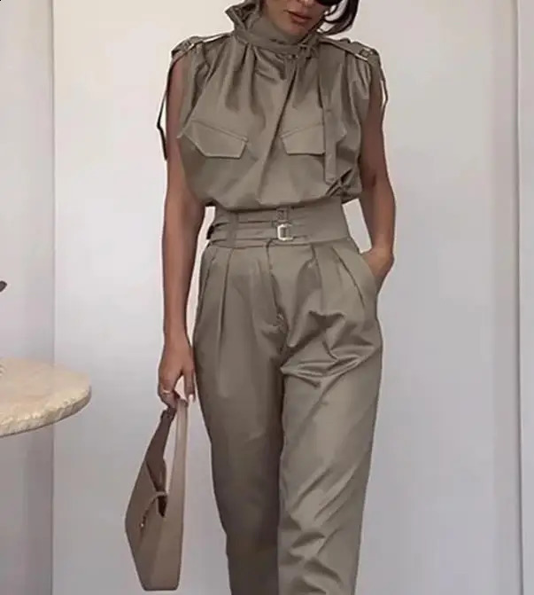 Summer Outfits for Women 2024 Two Pieces Set Fashion Casual Solid Loose Pants Two Piece Set Temperament Commuting 240813
