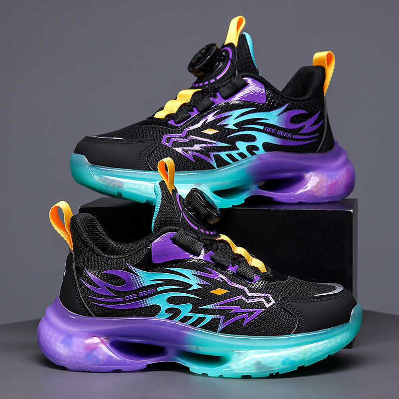 Sneakers Boys shoes childrens sports shoes spring new style mesh breathable middle-aged boys running shoes black purple dad shoes H240805