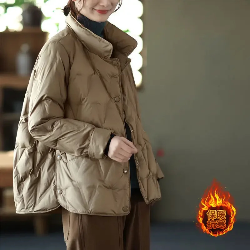Winter Womens Jackets Cotton Jacket Warm Quilted Cold Coat Parkas Korean Fashion Womens Winter Clothing Buttons 240813