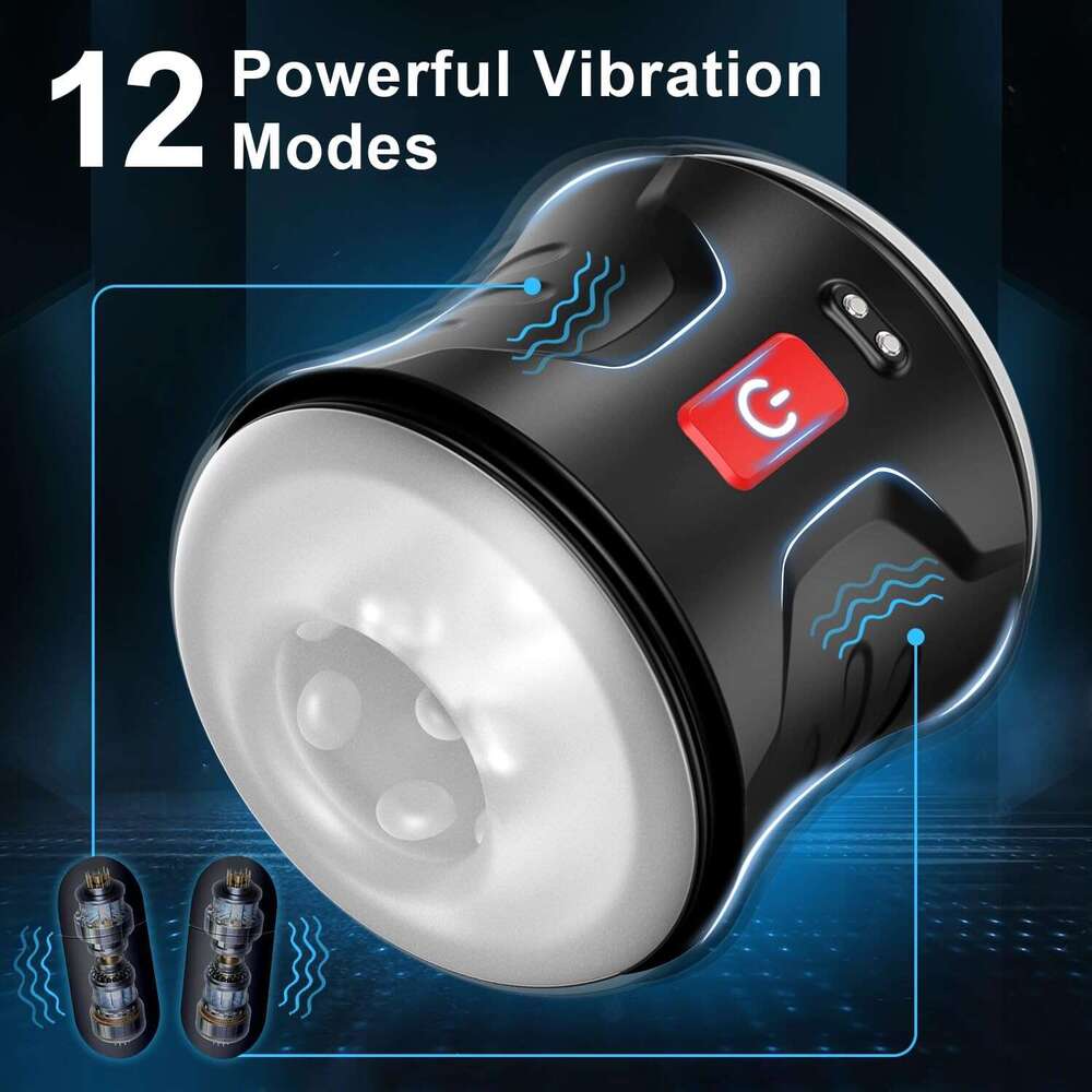 Men's sex toy, dual motor automatic male toy, with 12 vibration modes, vibration toy Strokers Glans training stimulator, men's machine adult