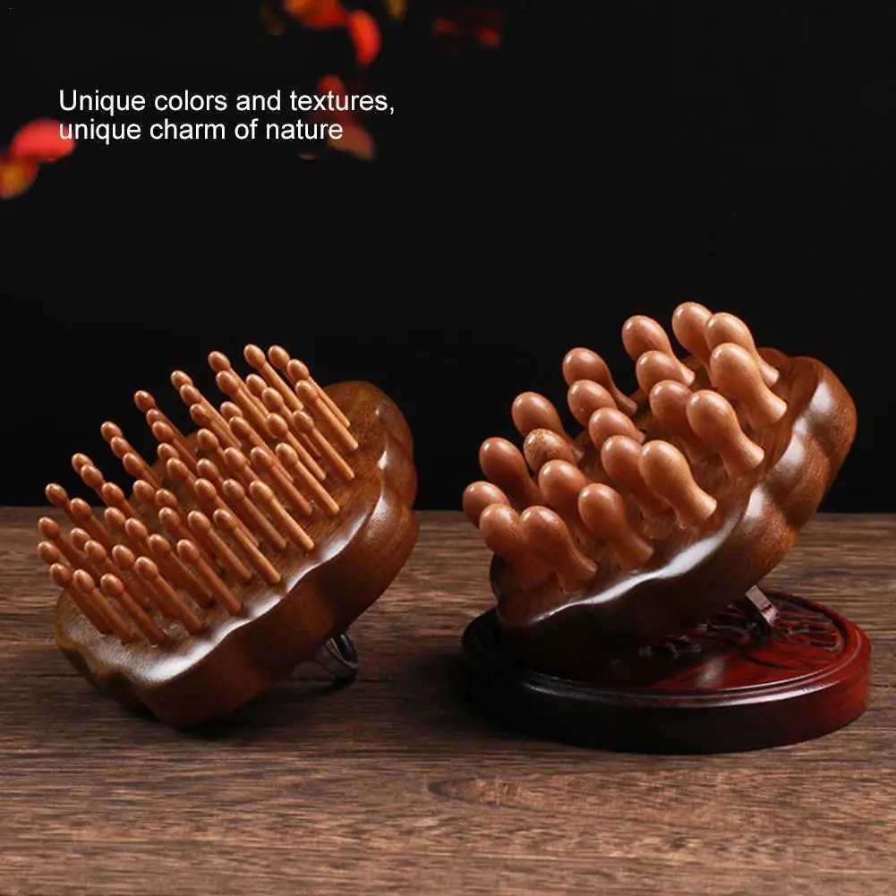 Massage comb fingers comb head meridian comb can be scraped off with a chest anti-static wooden brush W240813