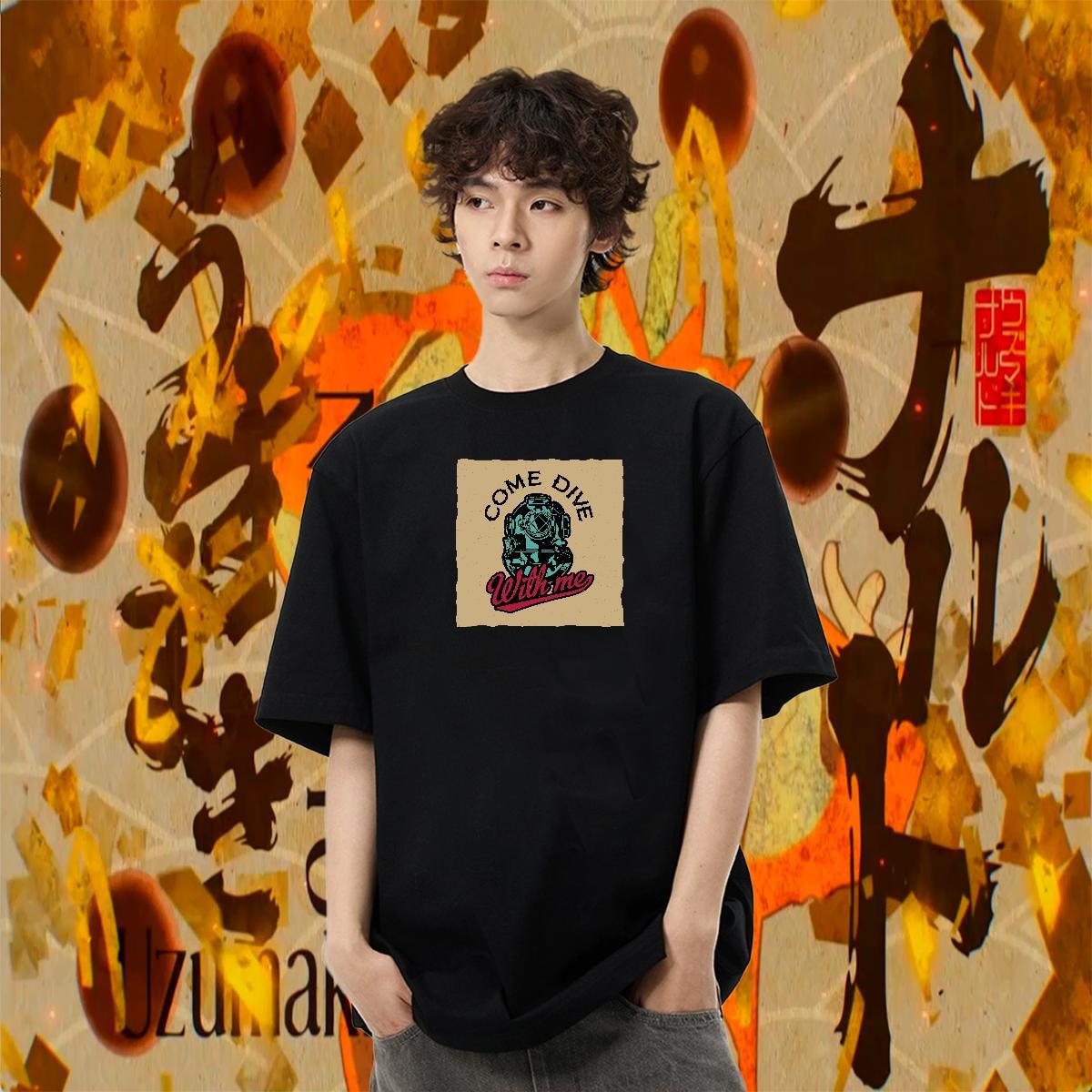Loose Fit Tshirt for Man Woman Street Casual 100% Cotton 230g Anime Print Pure Cotton camera T shirt Casual New Tops Shirt