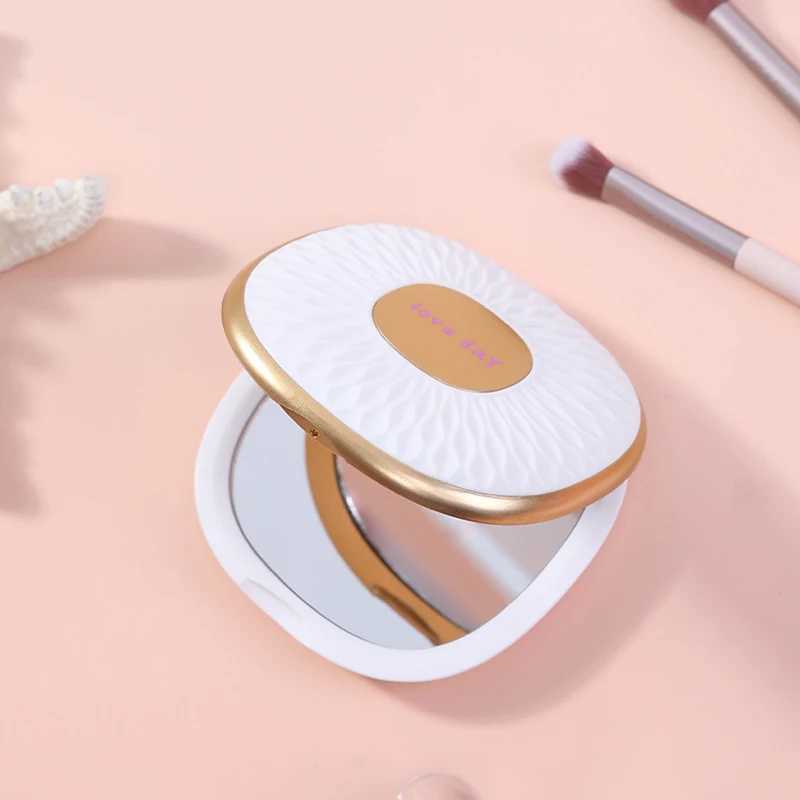 1 double-sided makeup mirror 2X portable folding handheld pocket makeup mirror for defecation suitable for travel and office compact models W240813