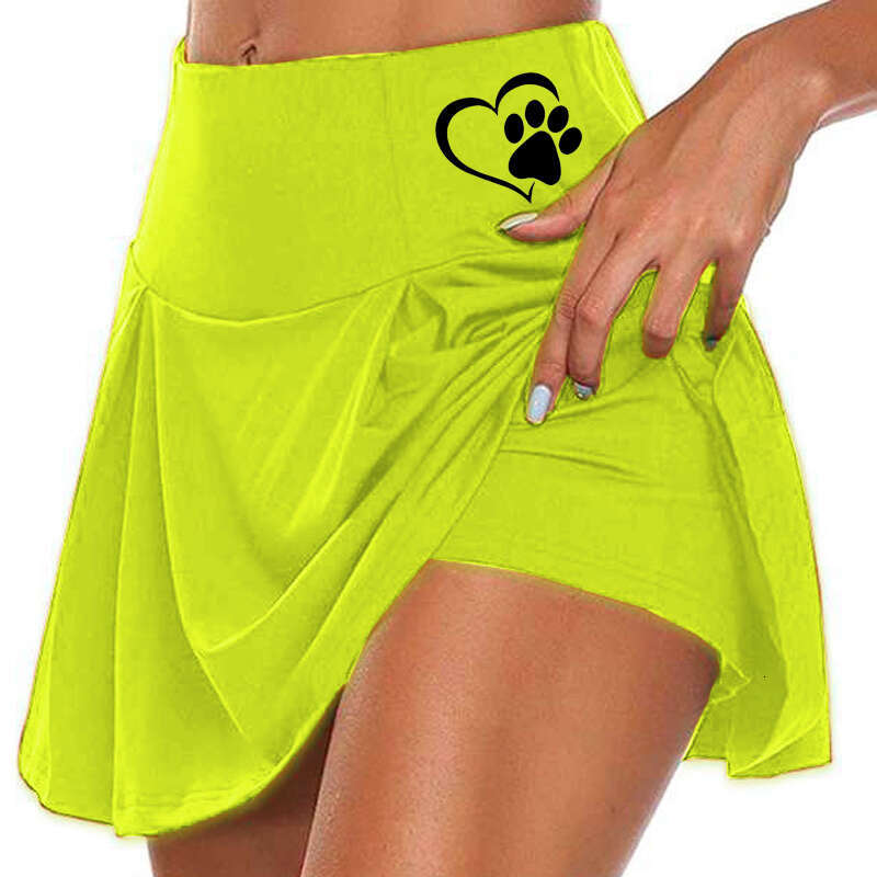 6 Colors Women's Fashion Solid Color Running with Double-Layer Tennis Golf Sports Hot Workout Shorts Gym Skirt S-5XL