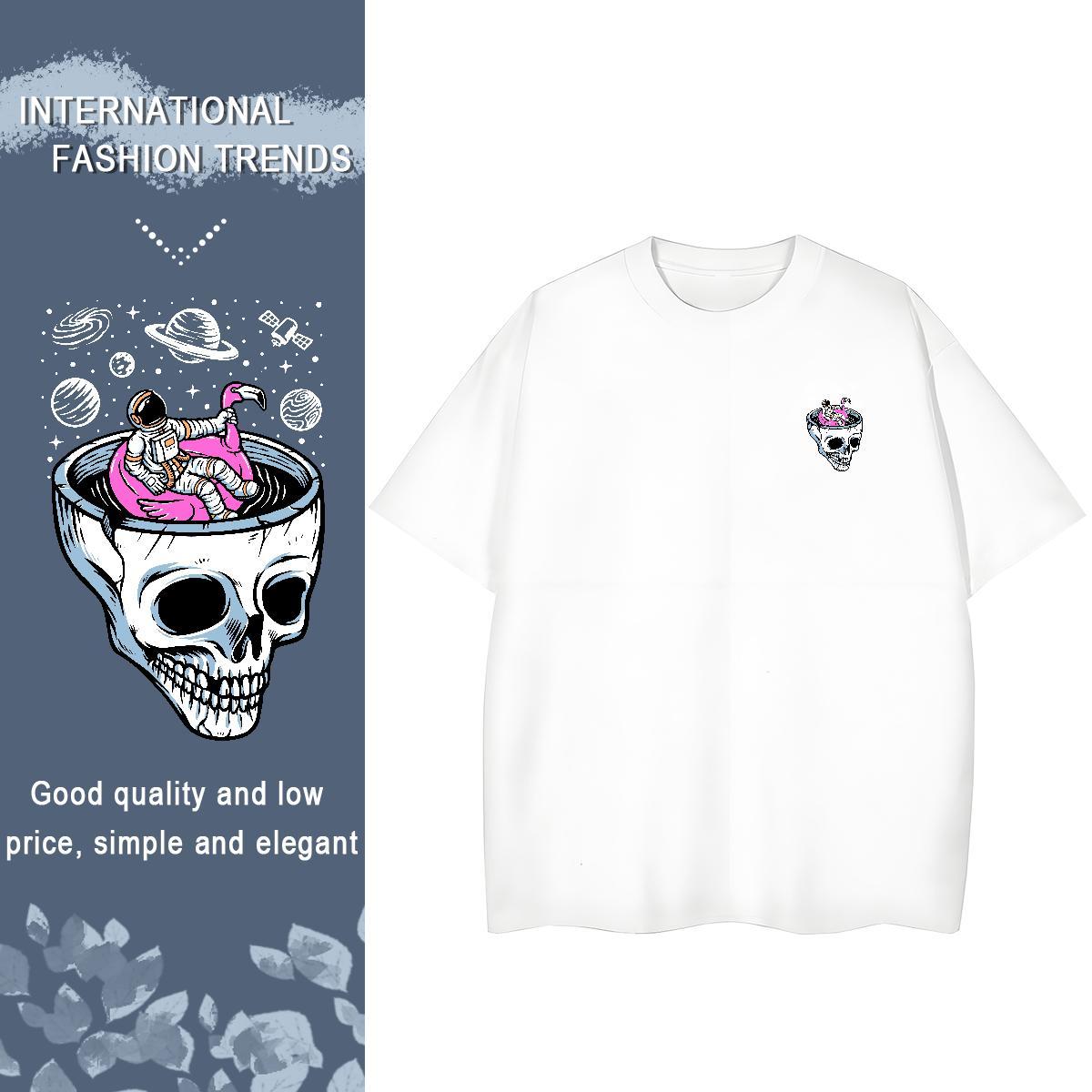 T-Shirts for Men 230g 100% Cotton universe Casual Crew Neck Black White Men Clothes T-Shirt 2024 Summer Brand Polos