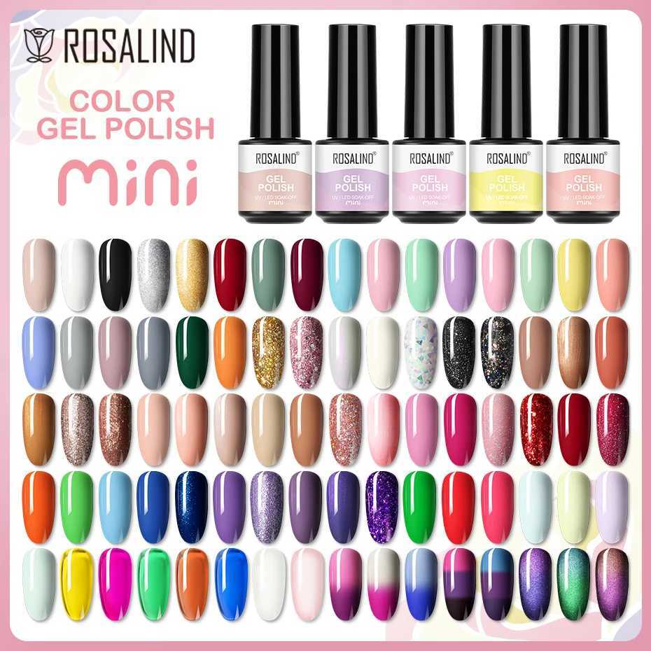 ROSALIND Gel Nail Polish Hybrid Varnishes Semi Permanent Nail Art Design Need UV Lamp Soak Off Nail Gel Polish Base Top CoatM240814