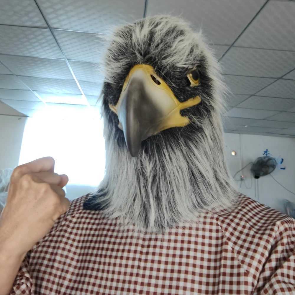Novelty Bird Latex Masks Eagle Mask Closed Mouth Eagle Head Cover Halloween Party Animal Dress up Cosplay Hawk Headgear Props Y240813