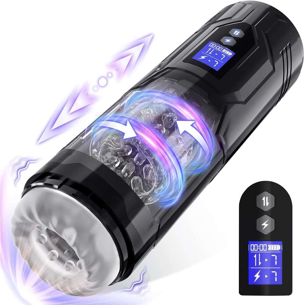 Male sexual toy - Adult male sexual toy with 7 thrust, rotation, and vibration modes, equipped with LCD display screen, visual window, and IPX7 waterp