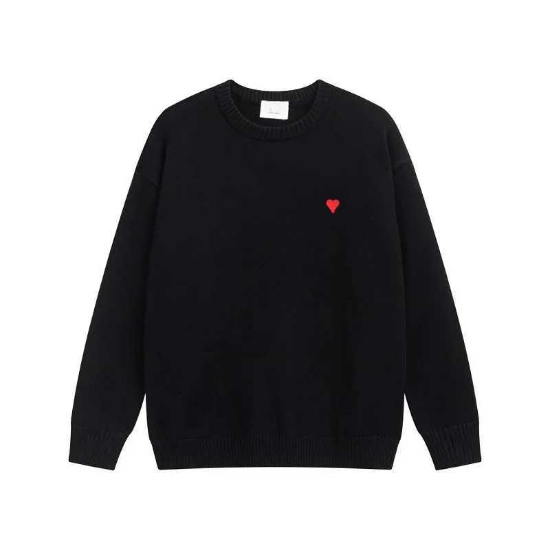Autumn and Winter Mens and Womens Knitted Zipper O-neck Heart Embroidery 2023 Loose Fashion Casual SweaterW240729
