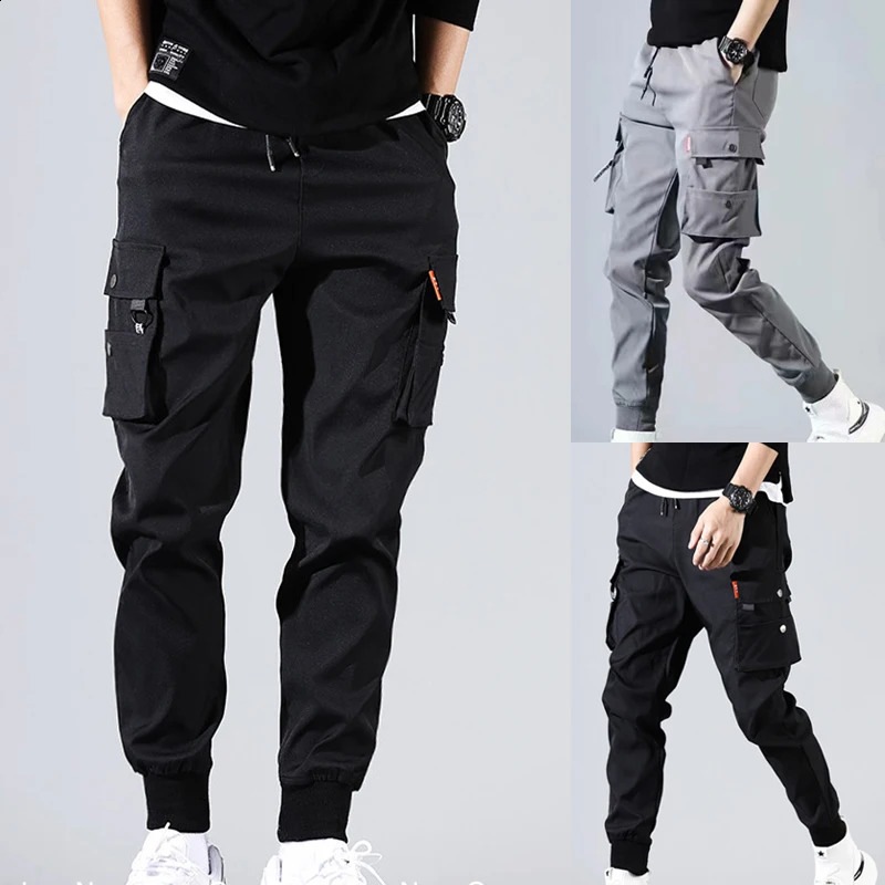 Harajuku Thin Ankle-Length Cargo Trousers Sportswear Joggers Summer Mens Harem Pants Tie Feet Overalls Fahion Male Clothes 240814