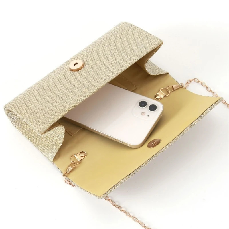 Glitter Envelope Clutch Bag With Detachable Chain Strap Elegant Sequins Clutch for Wedding Bridal Prom Party Ladies Evening Bag 240813