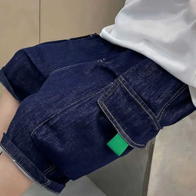 Childrens summer breathable denim shorts childrens clothing embroidered letters washed casual straight shorts 3-12 years old W240813