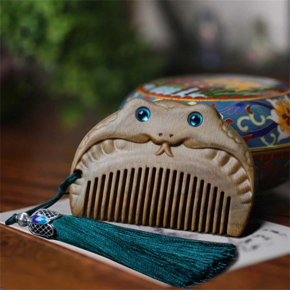 Zodiac Pattern Comb New Chinese Round Edge Classic Elegant Flawless Wooden Comb W240813