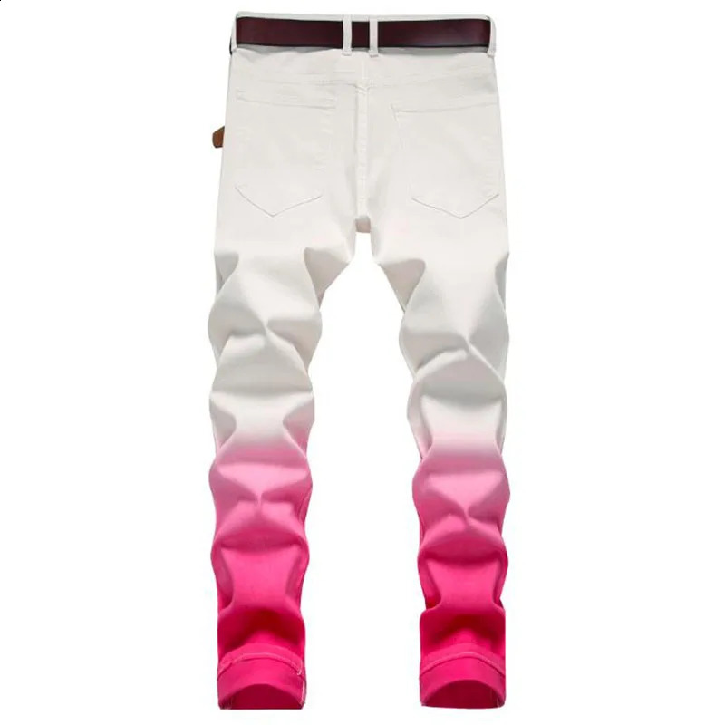 Fashion Mens Cotton Jeans Elastic Slim Skinny White Jeans Men Trousers Casual Male Hip hop Denim Pants 240814