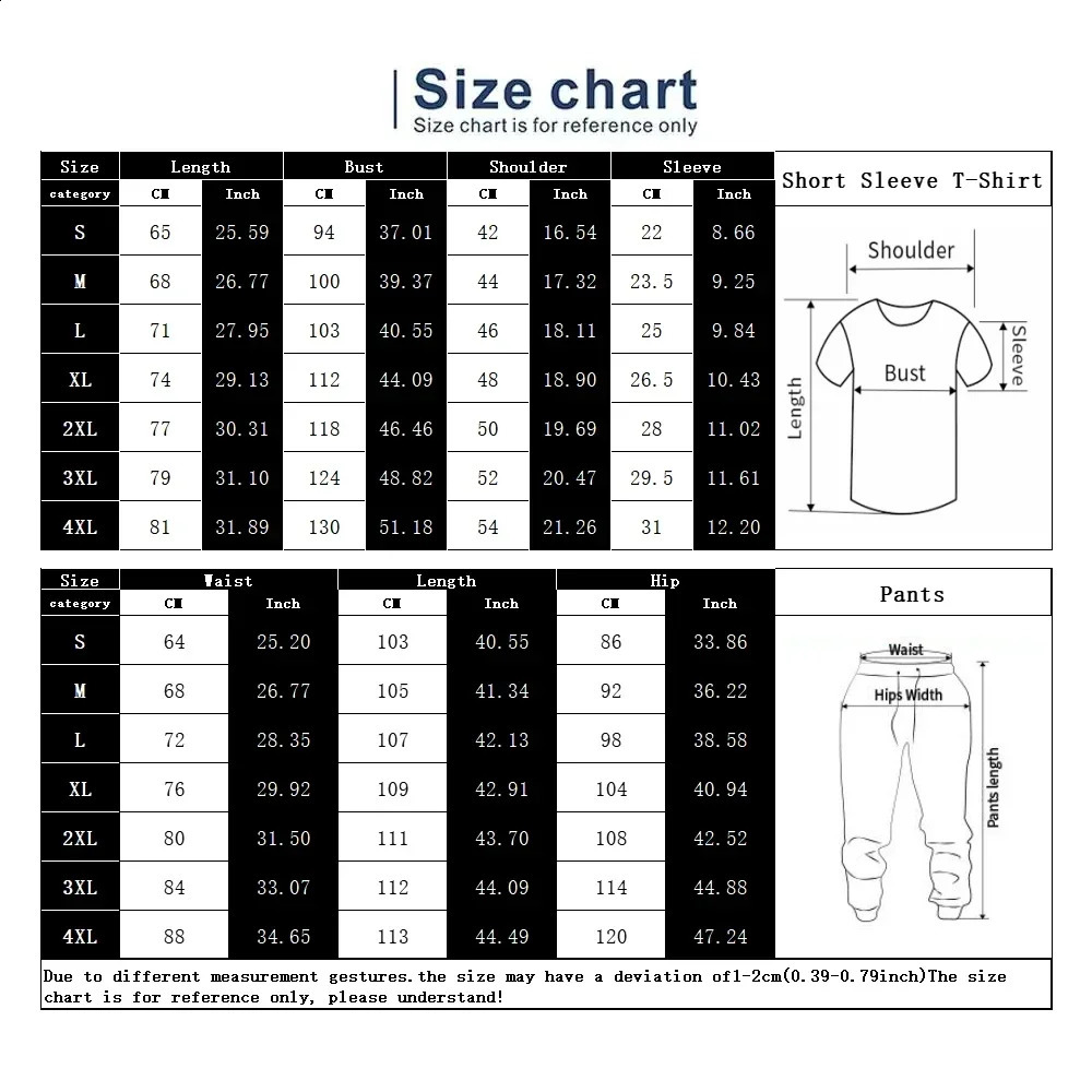 Men Summer T Shirt Pants Sets Print Tracksuits Oversized T-shirts Sweatpants Suits Male Sportswear Trousers Outfits Men Clothing 240814