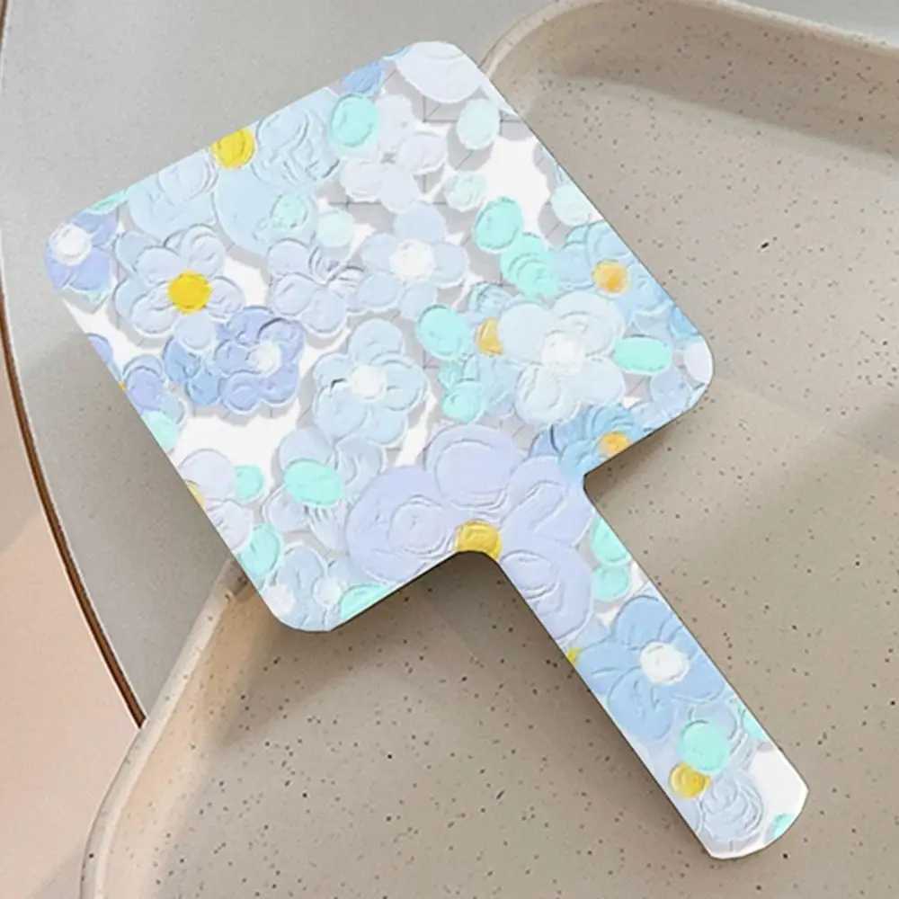 Handheld makeup mirror portable creative flower makeup tool ideal square makeup mirror for women W240813