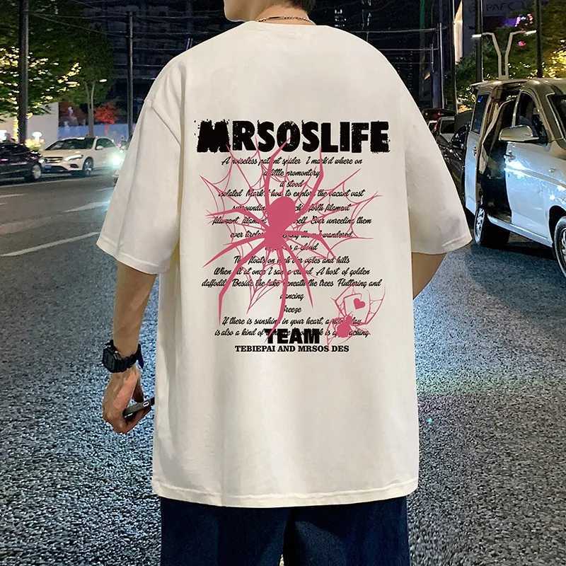 Summer Letter Pure Cotton Pi Shuai Trendy Printed Short sleeved T-shirt Loose Mens T-shirtW240729