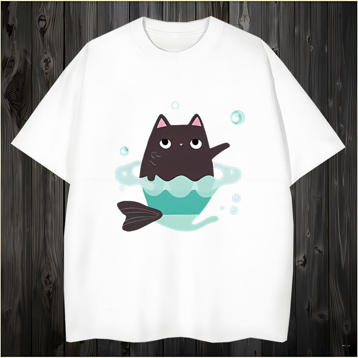 Designer Man T Shirts cat Round Neck Short Sleeve Daily Wear Skull 230g 100% Cotton Men Tshirts 2024 Designer Tees