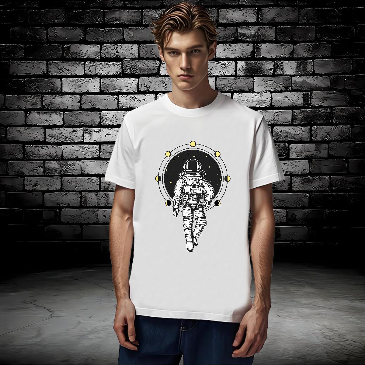 T Shirt For Man 230g Cotton universe Sports Casual Short Sleeve O-Neck Custom Printing Men Clothes T-Shirt 2024 DIY Cool Top Tees