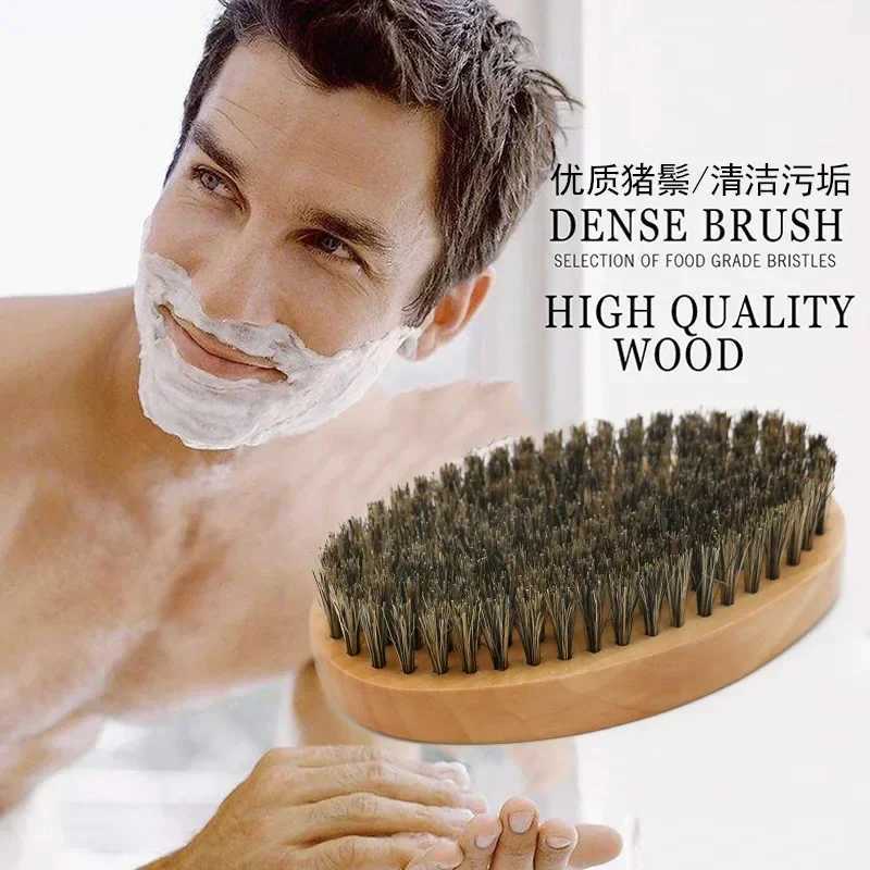 Professional soft bristled brush wood beard brush barber shaving brush comb mens mustard comb comb set with gift bag W240813