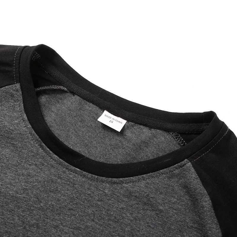 Men s Basic Fall T-shirt Long Sleeve Contrast Color O-Neck Casual Slim Fit Basic TopsM240814