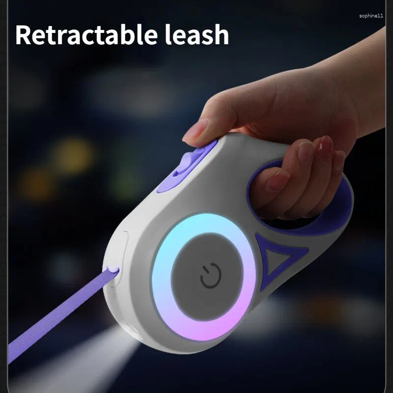 Update Dog Collars 5M LED Pet Leash Retractable Lighted Night Outdoor Walking Non-Slip Handle Supplies