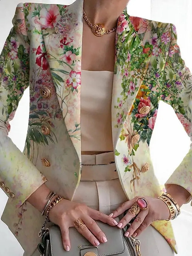Autumn Beauty Clothing Fashion Printed Suit Slim Small Suit Commuting Office Ladies Clothing Blazer Women 240813