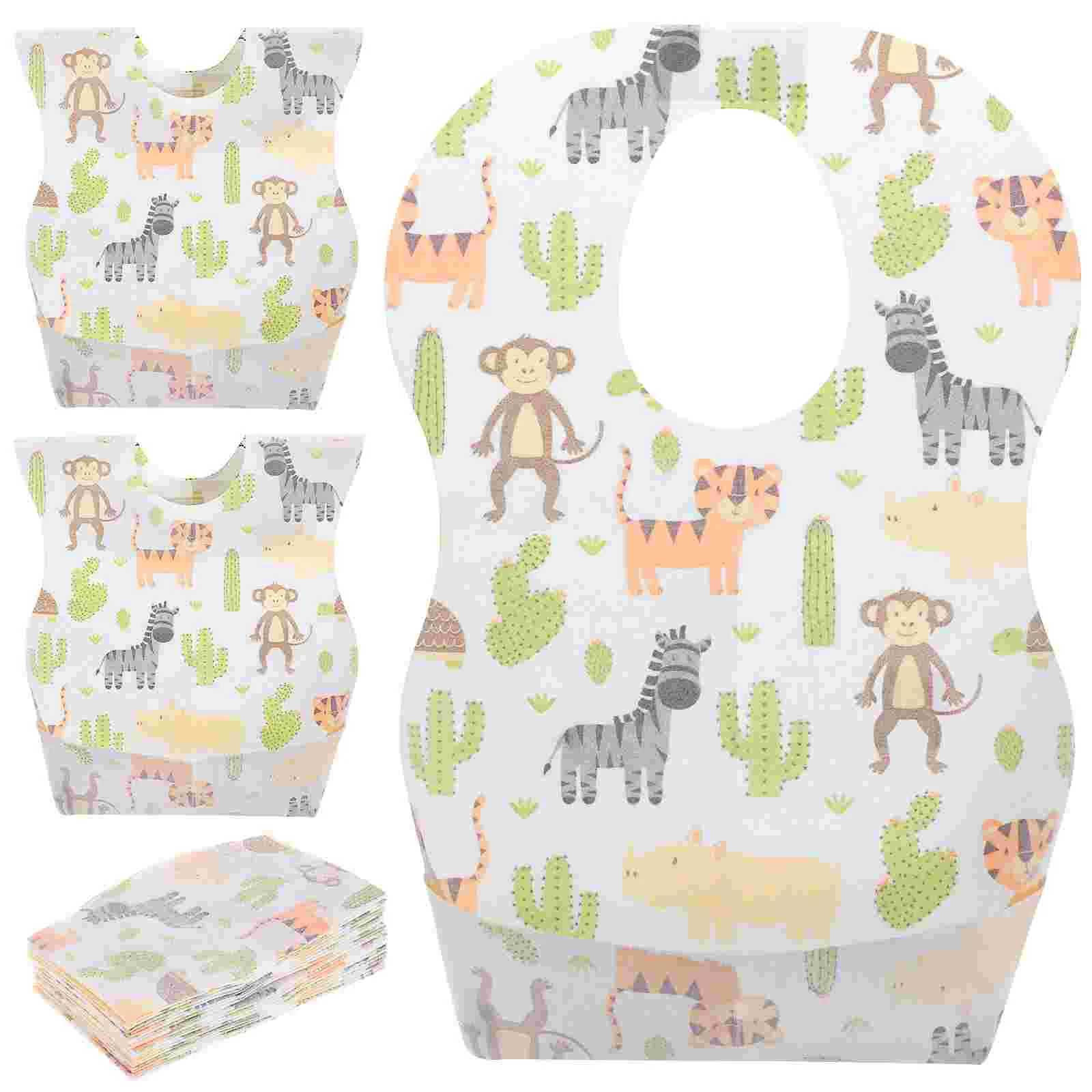 Bibs Burp Cloths 20pcs Disposable Waterproof Bib Adjustable Tape Dining Bibs for Baby Newborn Infant (Random Pattern)L4812