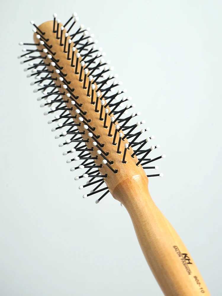 3 sizes of wooden bristle brushes circular brushes barber styling tools anti-static brushes curling brushes professional hair brushes W240813
