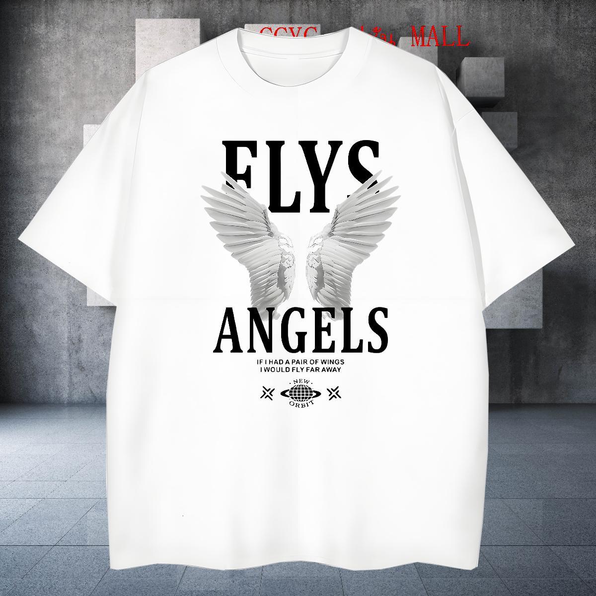 Loose Fit Men Tees Casual Beach 230g Cotton Graphic Breathable Crew Neck letter T shirt Casual New Tops Shirt