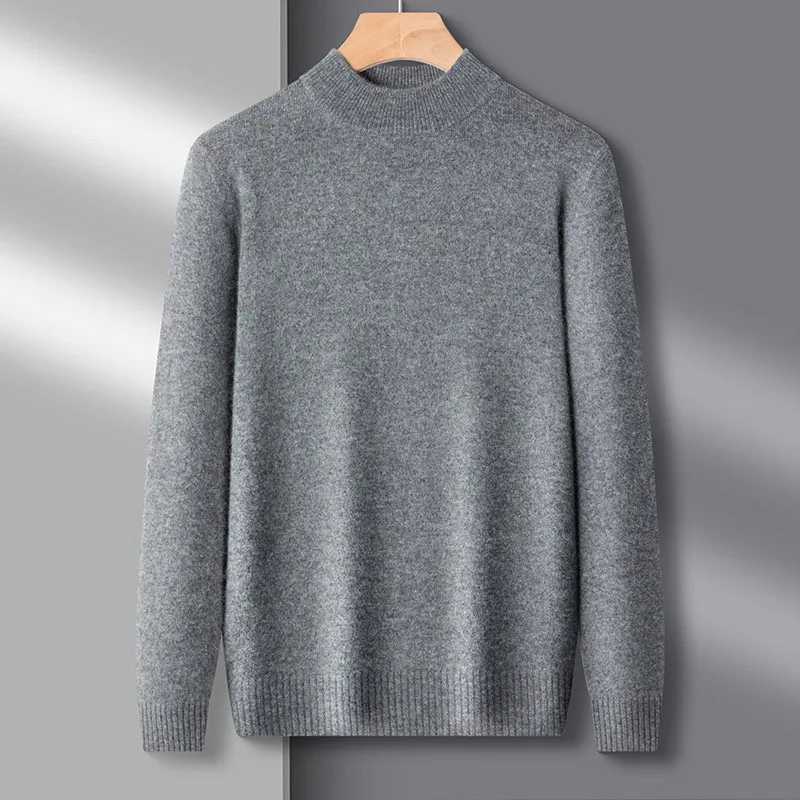 Mens clothing cashmere sweater half neck autumn and spring mens floral knit warm Korean popular clothing topW240729
