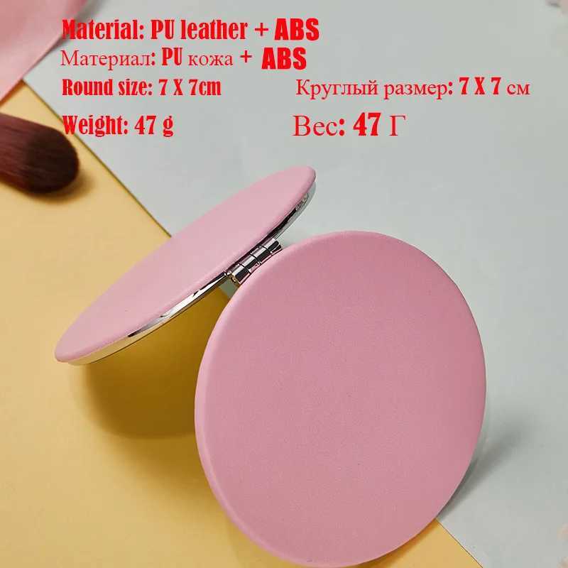 Mini PU makeup mirror with enlarged and folded double pockets mini makeup mirror for travel beauty and makeup tools W240813