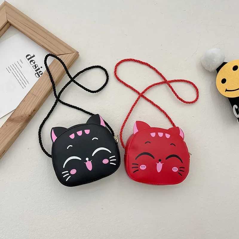 New Cartoon Childrens Messenger Bag Cute Cat Childrens Fashion Coin Wallet and Handbag Cute Boys and Girls Mini Shoulder Bag W240906