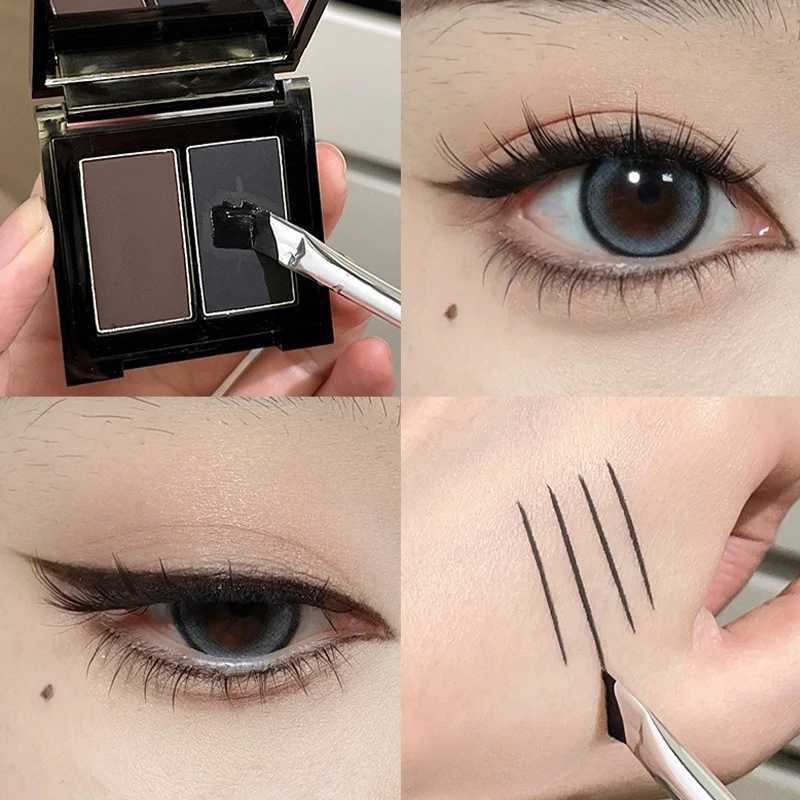 Waterproof Matte Eyeliner Powder Palette Double-color Eyebrow Powder Quick Dry Smooth Black Brown Eye Shadow Makeup Cosmetics Y240813