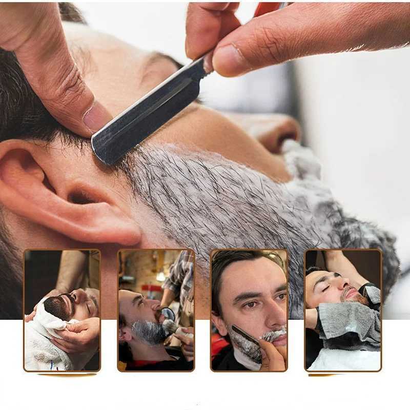 Men Classic Barber Manual Folding Beard Razor Stripes US Flag Dollar Print Stainless Steel Shaving Knife Hair Removal Tools WithM240814