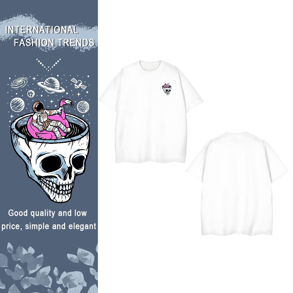 T-Shirts for Men 230g 100% Cotton universe Casual Crew Neck Black White Men Clothes T-Shirt 2024 Summer Brand Polos