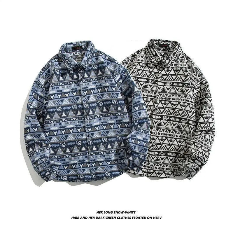 Cuban vintage wool shirt loose spring clothing Japanese Harajuku ethnic style artist long sleeved shirt jacket mens clothing 240814 - view 7