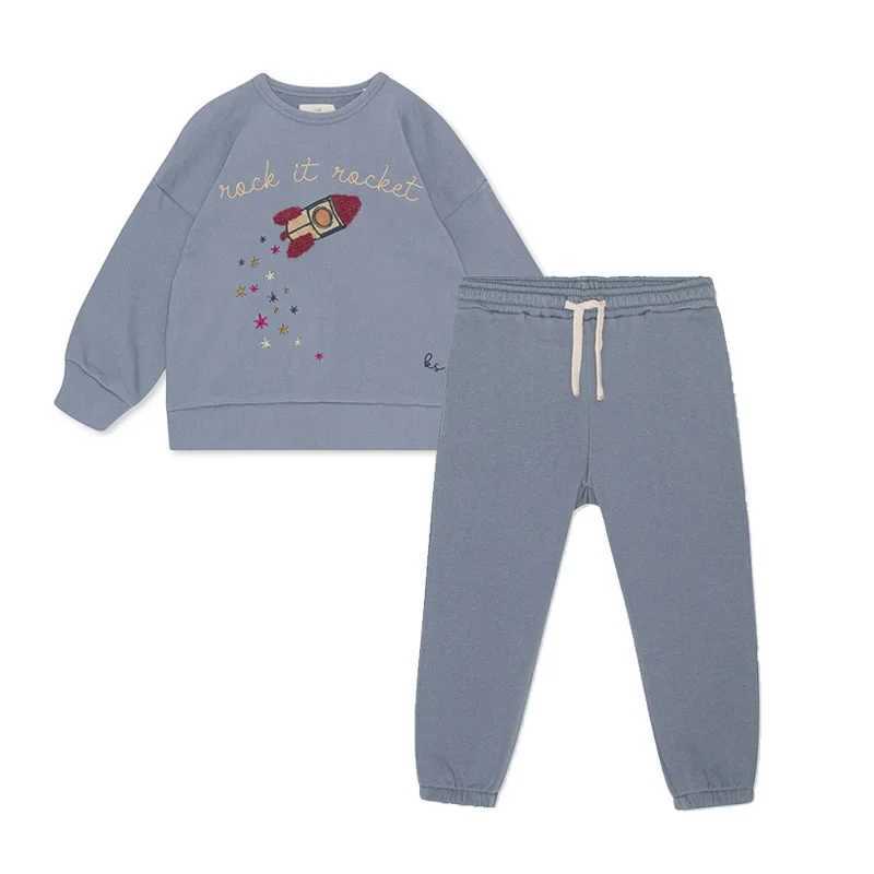 Fashion Casual Childrens Hoodie KS Toddler Girl Sweatshirt Boys Hoodies Pullover Pants Set Cartoon Cotton Childrens ClothingY240814